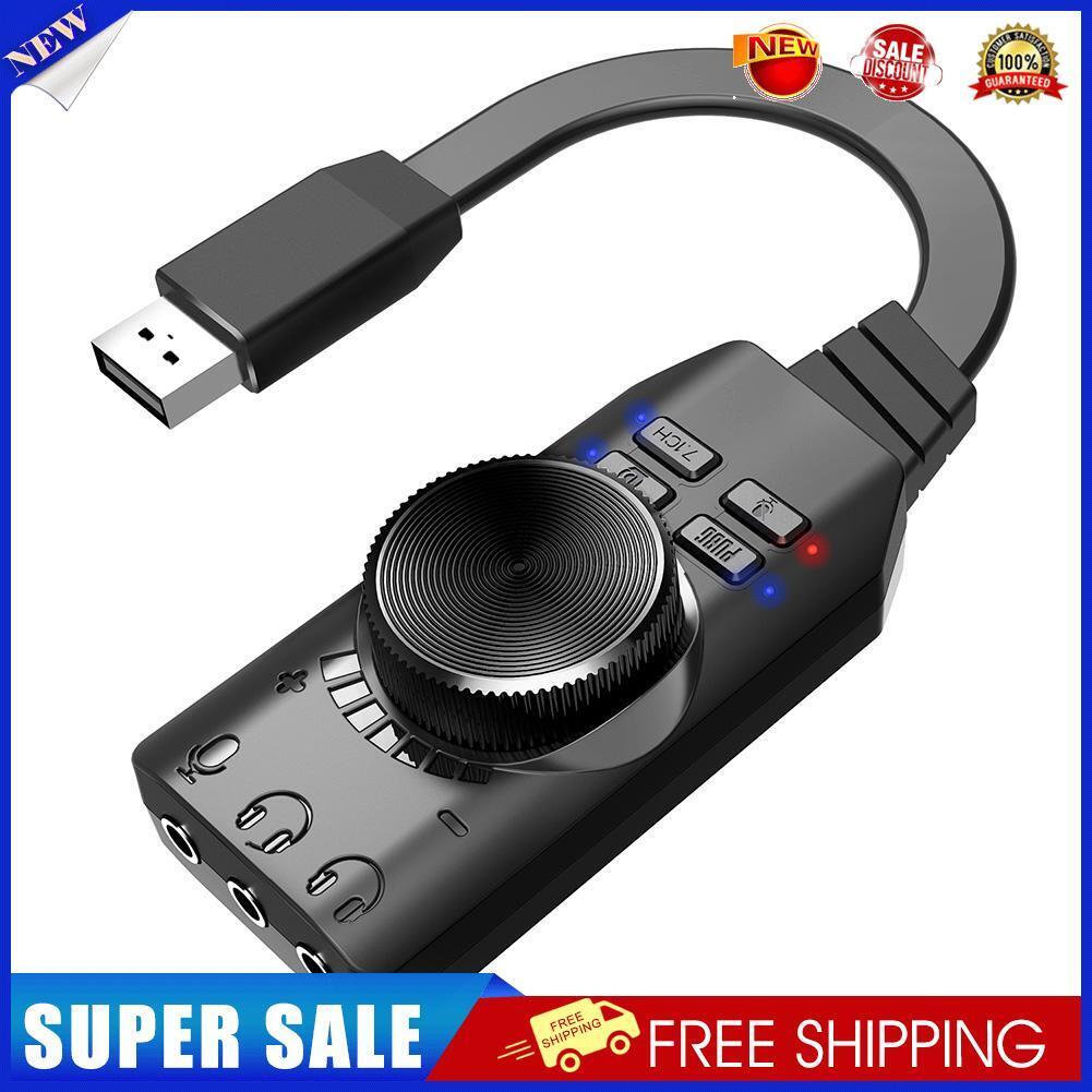 GS3 7.1 Channel Sound Card Adapter External USB Audio 3.5mm Headset for PC