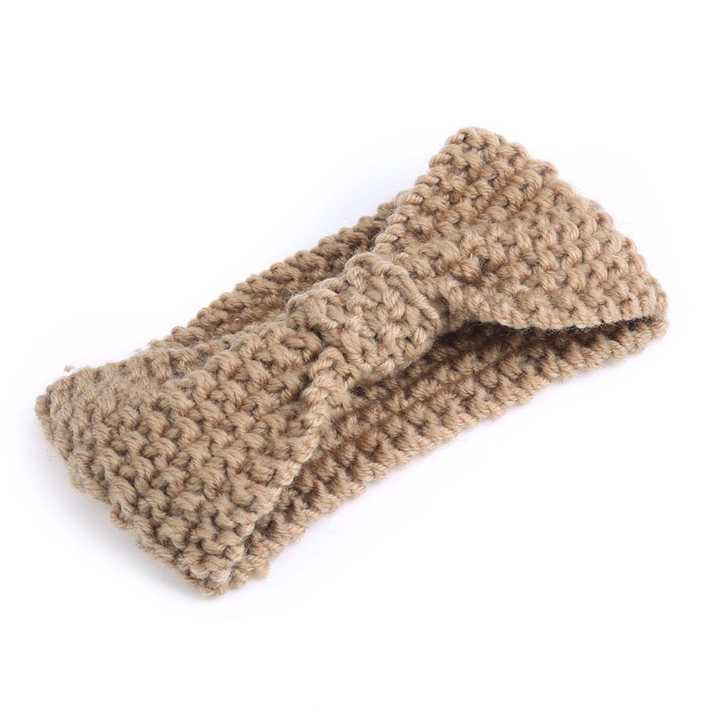 Fashion Baby Knit Crochet Bow Headband Warm Headband Child Headwear(Khaki)
