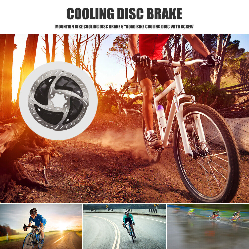 MTB Road Bike Radiator Cooling Fins Disc Brake Rotors with Bolts (Black)