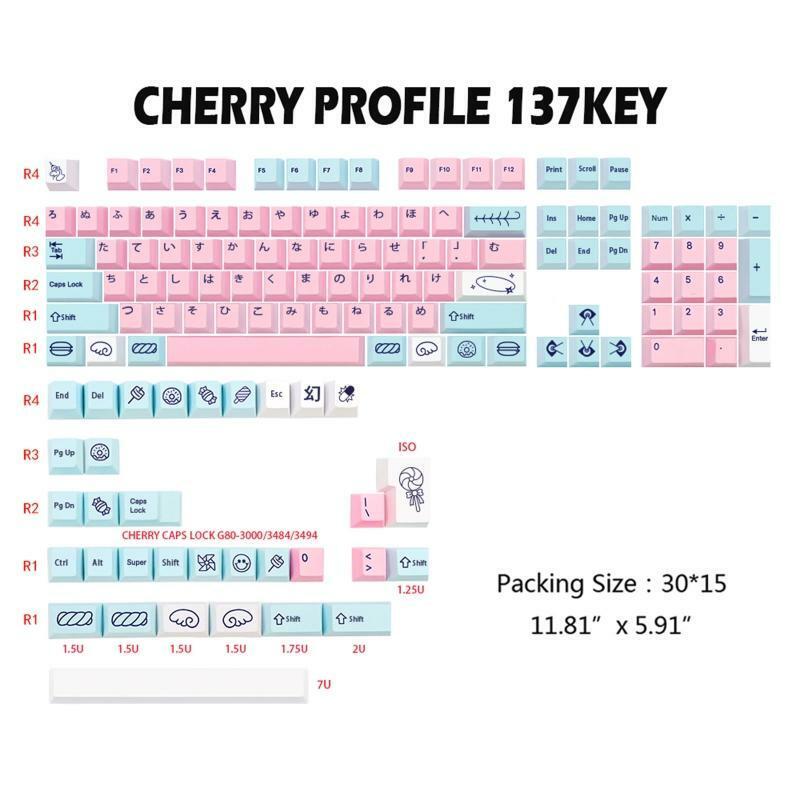 137 Keys PBT Dye Subbed Sweet Girl Japanese Key Cap Cherry Profile w/ ISO Enter