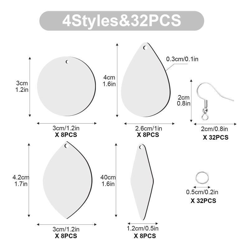 Assorted Shapes Unfinished Wood Teardrop Earring Pendants for Diy Jewelry Crafts