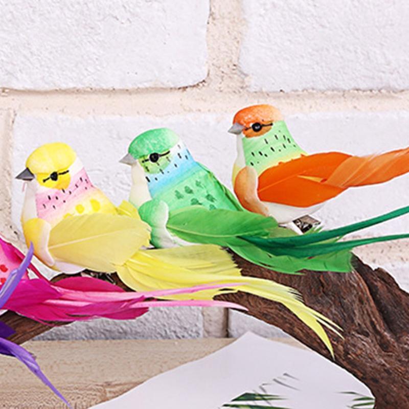 12 Pieces Simulation Foam Birds Exquisite Birds Ornament with Clips for Garden