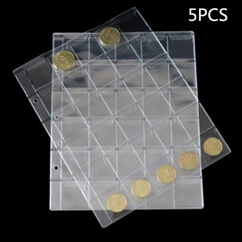 5X 30 Pockets Album Pages Holders Folder For Classic Coin Storage Collection