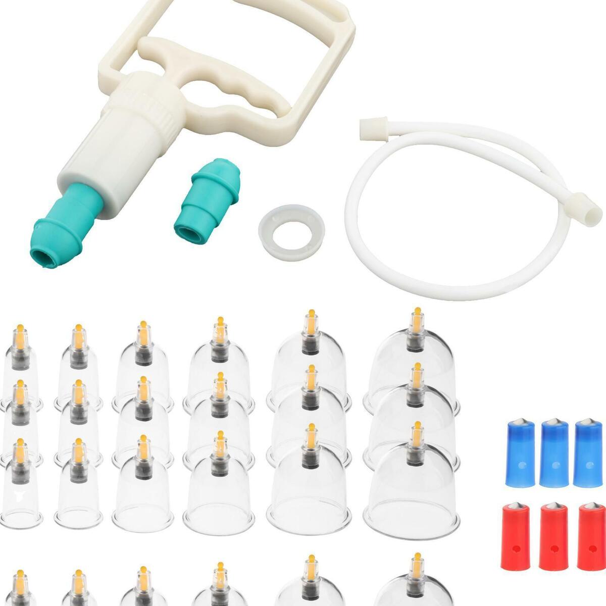24Pcs Cups Cupping Acupuncture Massage Cup Kit Suction Pumps  Plastic