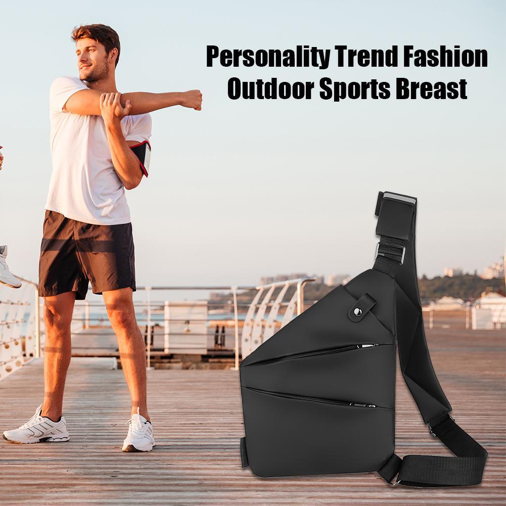 Men Linen Canvas Casual Chest Pack Sports Outdoor Crossbody Satchel Handbag