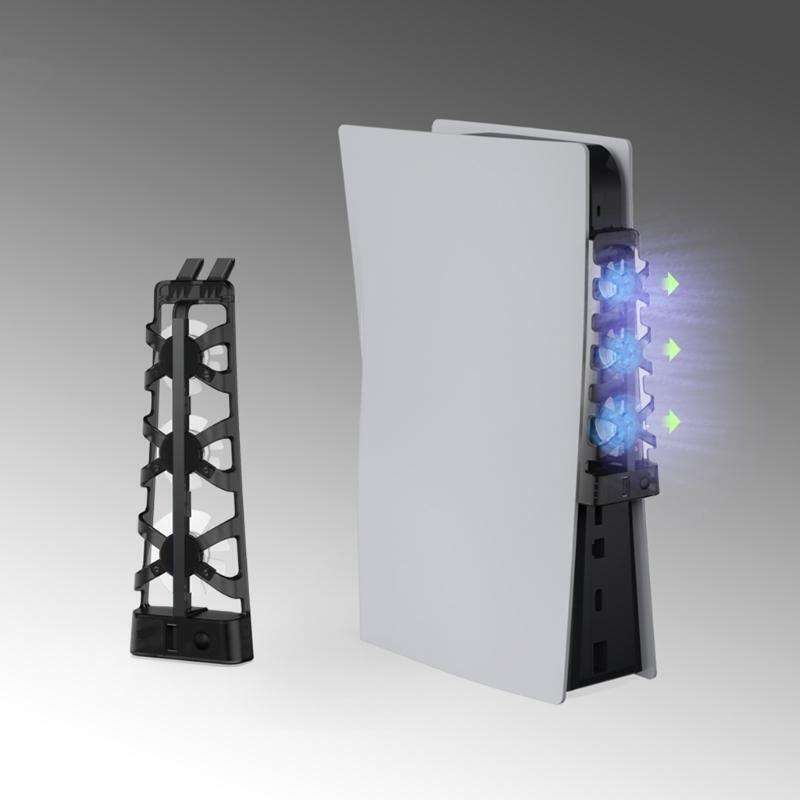 Upgraded Vertical Stand with 3 Cooling Fans & Extra USB Port Fit for PS5