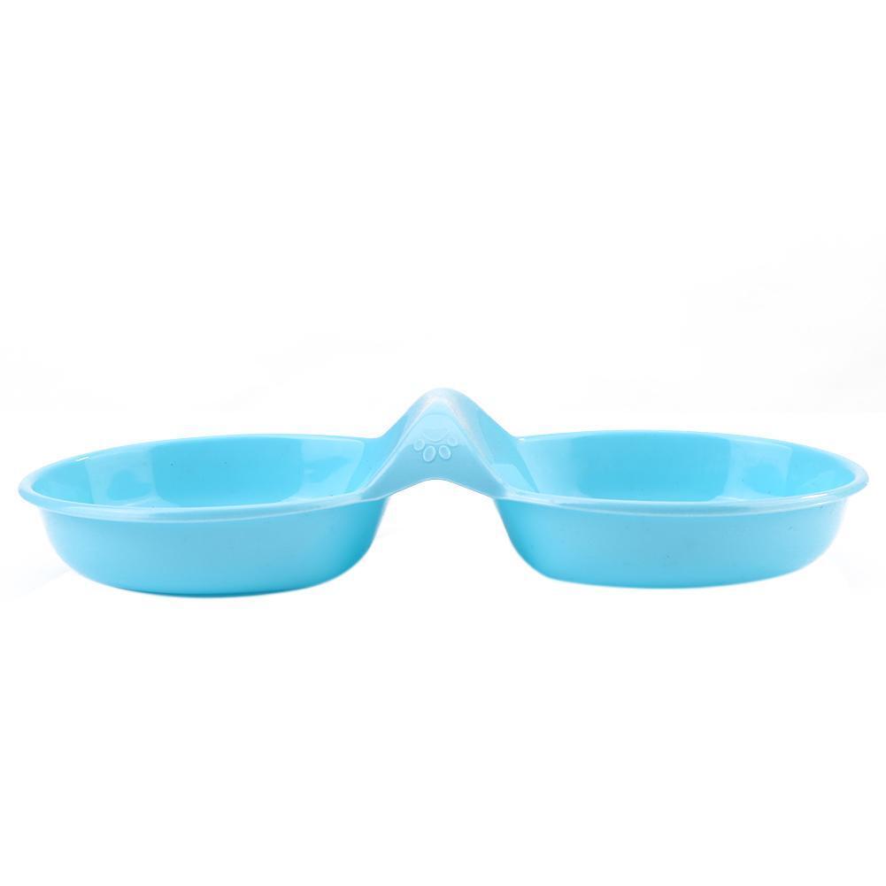 Dog Cat Double Bowl Puppy Food Water Feeder Pets Drinking Dishes (Blue)