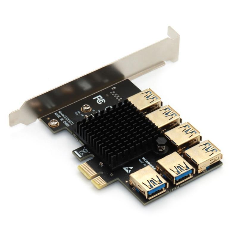 6 Ports PCI Express Multiplier Riser Card 1X to 16X USB 3.0 1 to 6 Adapter Card
