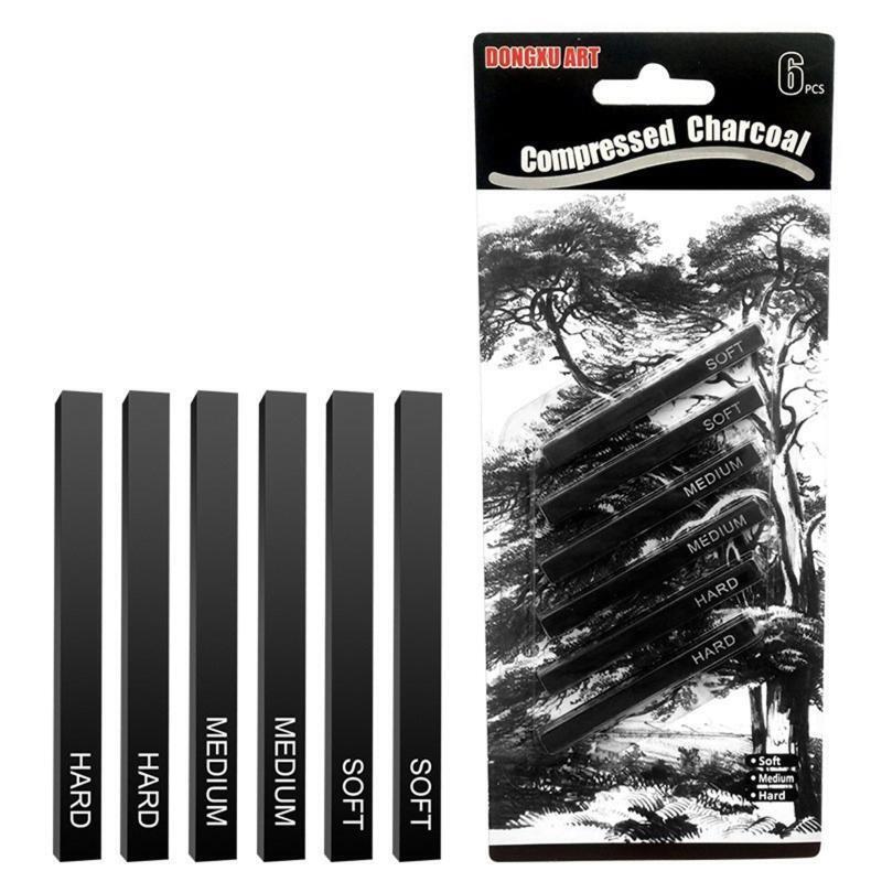 Soft Medium Hard Sketch Charcoal Sticks for DIY Art Project Students Teachers 6X