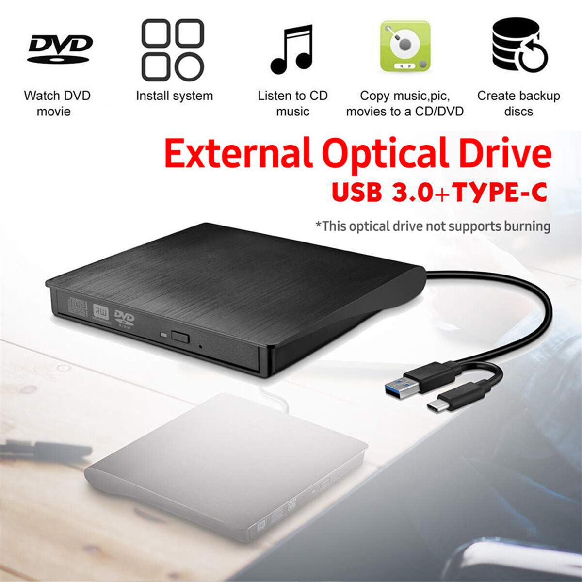 Duplicateur de disque externe pour lecteur de DVD pour ordinateurs