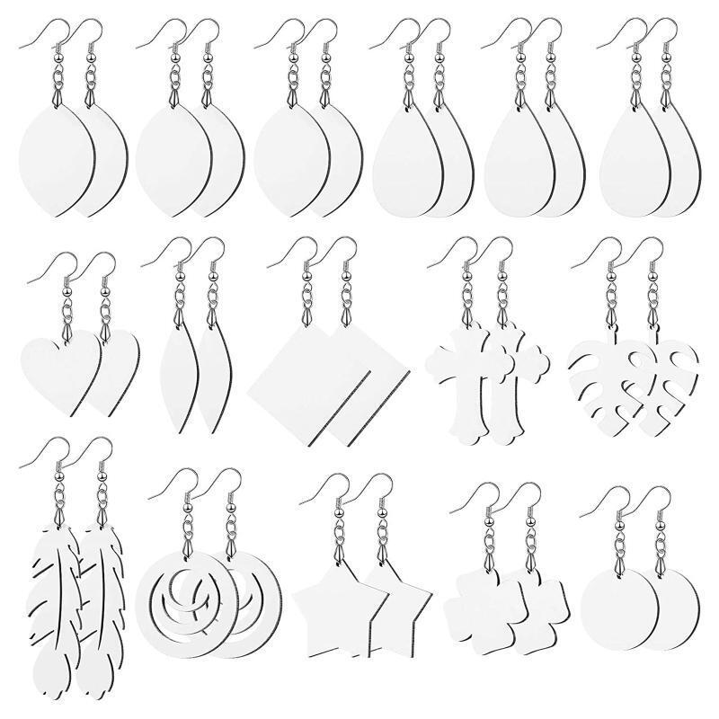 32 Pieces Sublimation Blank Earrings Heat Transfer Sublimation Printing Earrings
