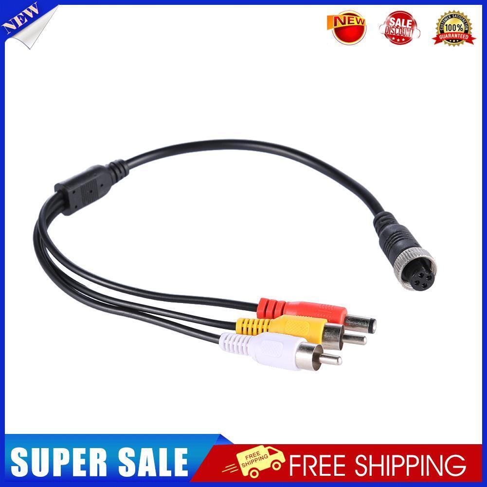 4P Aviation Head Female Plug to 2RCA Male DC Male Extension Adapter Cable