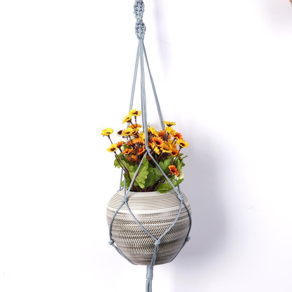 Plant Hanger Braided Flowerpot Lifting Rope Hanging Holder(Grey)