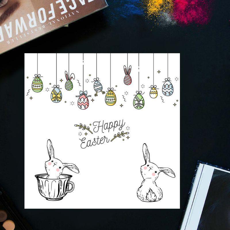 Happy Easter DIY Silicone Clear Stamp Cling Seal Scrapbook Embossing Album Decor