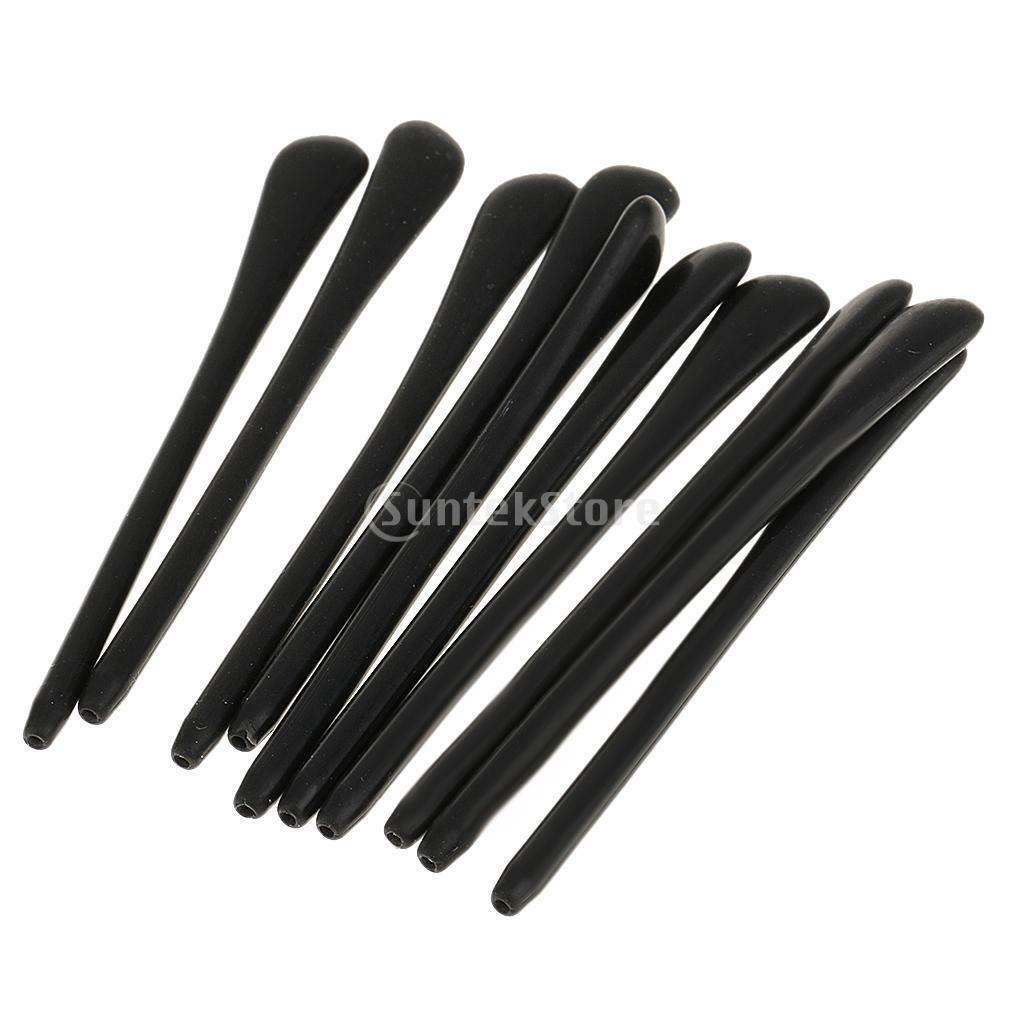 of 10 Silicone Eyeglasses End  Ear Sock Tubes Replacements Black