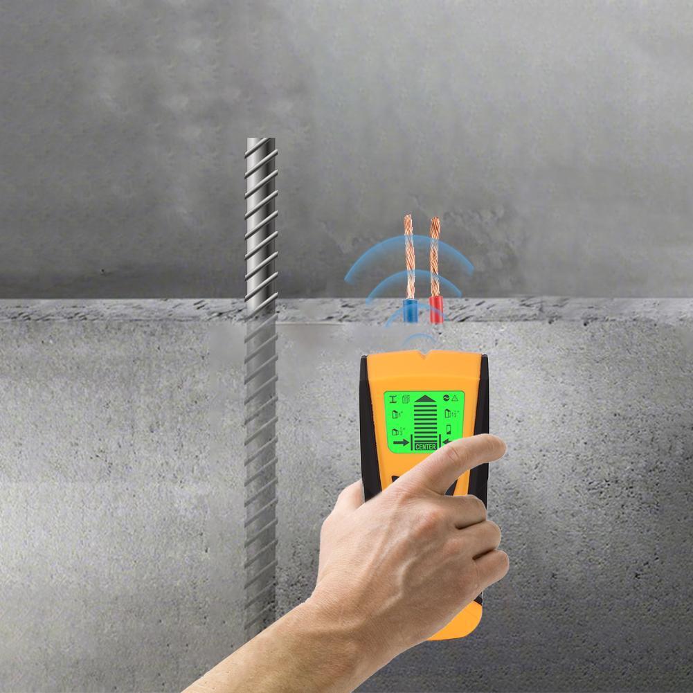 Metal Wood Studs Detector AC Voltage Live Wire Detect Wall Scanner (Yellow)