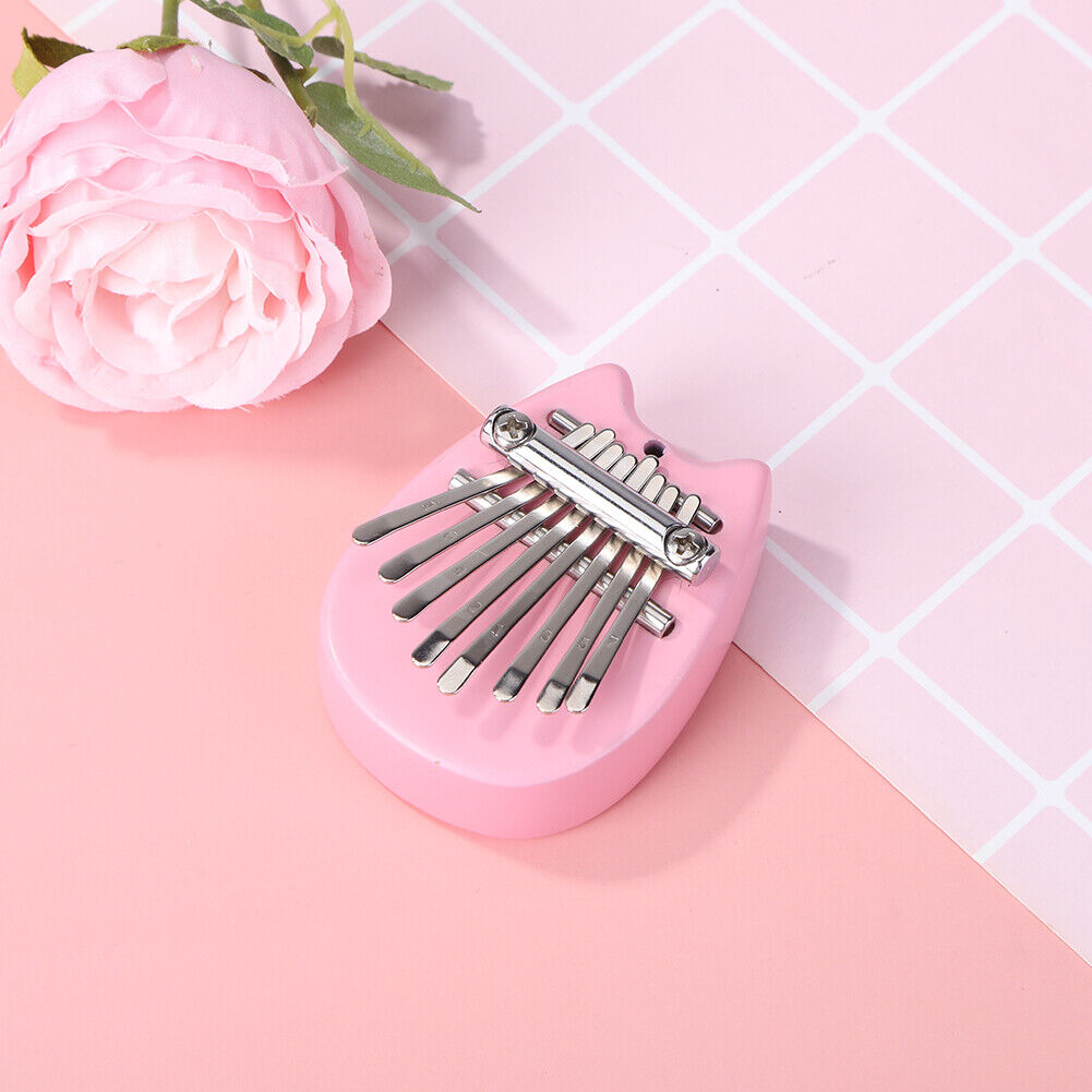 Mini Cat 8-Key Pine Plate Kalimba Finger Piano Musical Mbira Sanza Pink