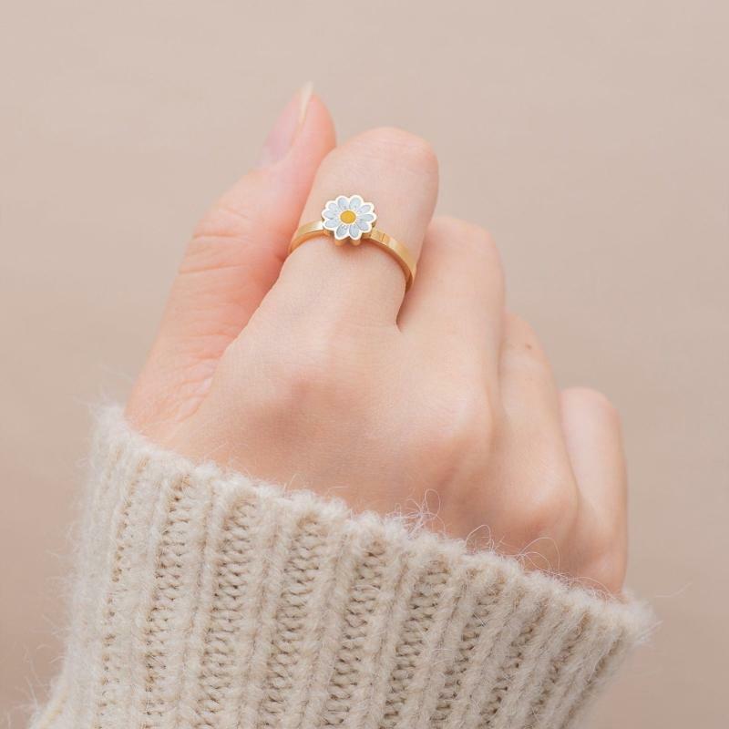 Women's Daisy FlowerSpinning Rings for Relieving Anxiety for Party Jewelry Gifts