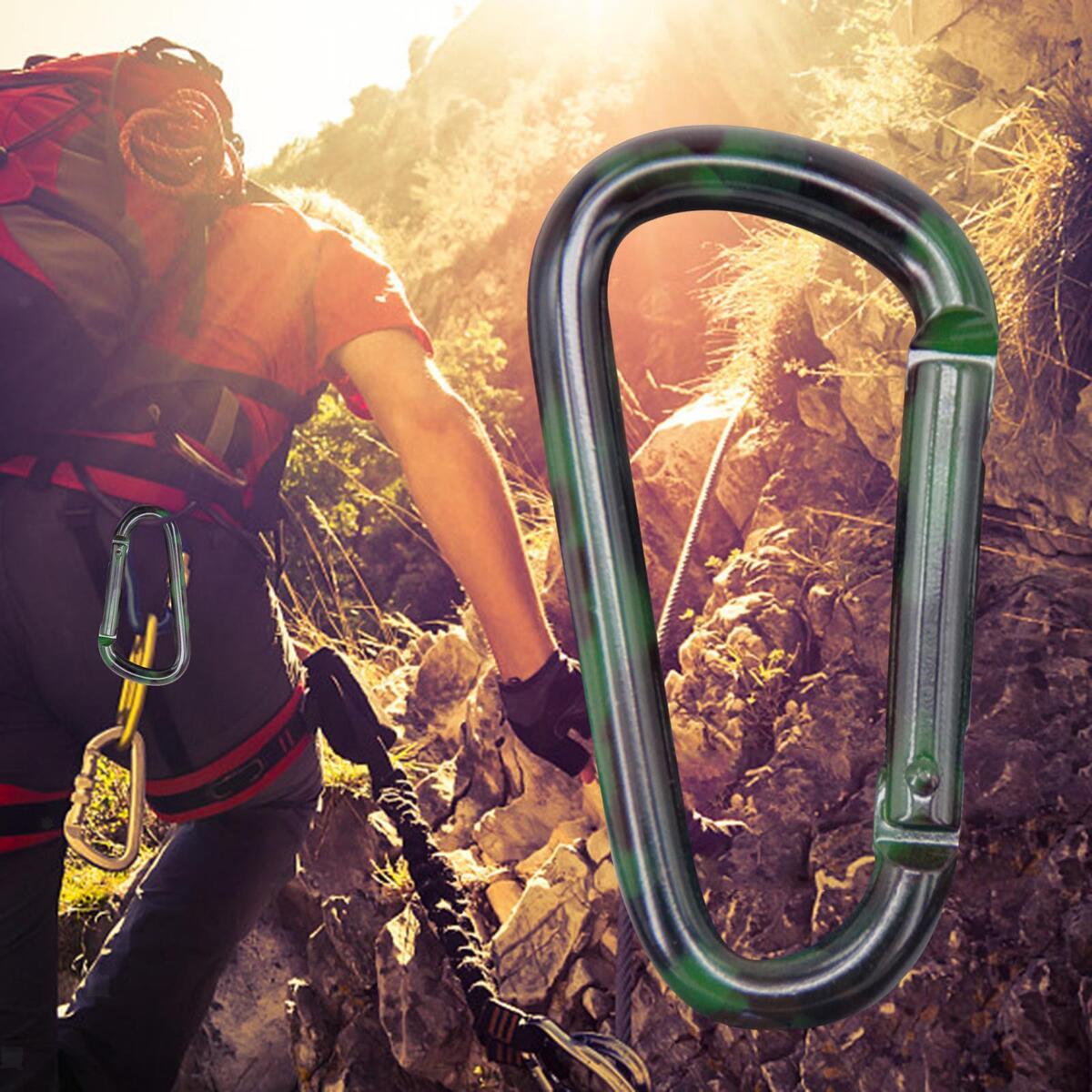 Aluminum Alloy Carabiner Clip Snap Hook Keyring D Shaped for Camping Outdoor
