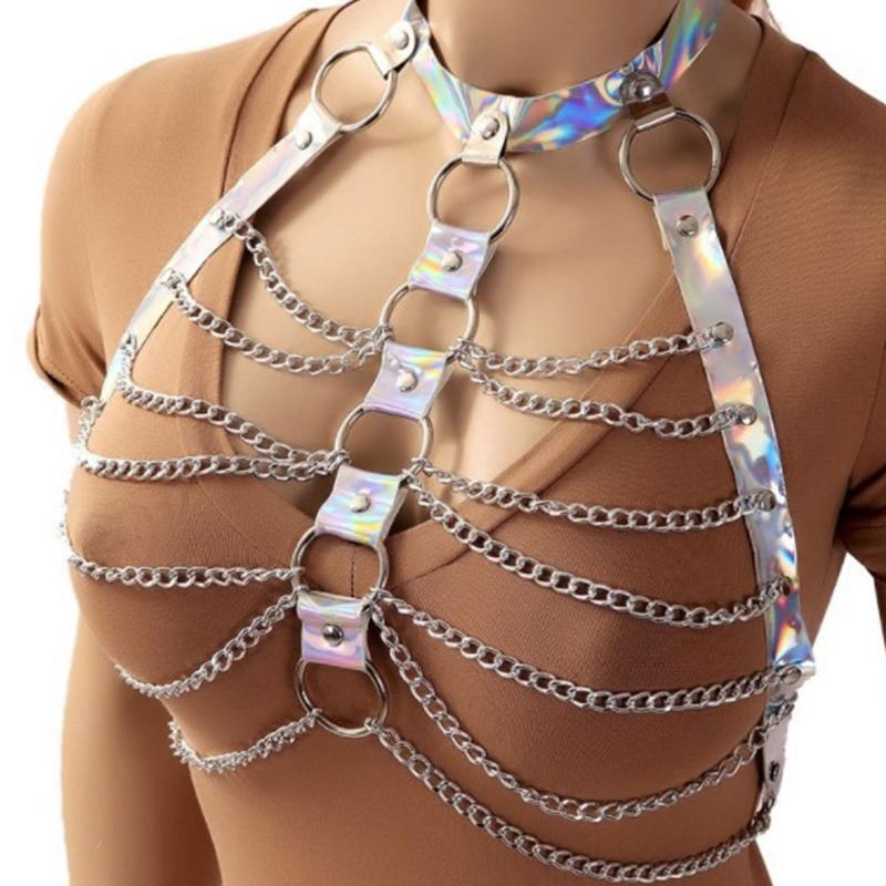 Body Chain Bra Necklace Goth Chest Bracket Bra Chain Jewelry Punk Body Harness