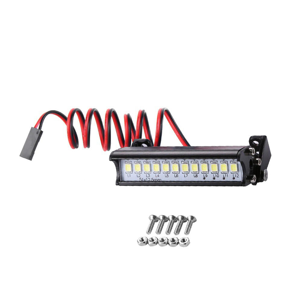 Universal 55mm 12 LED Truck Roof Light Bar Bumper Lamp for 1/10 RC Trunk