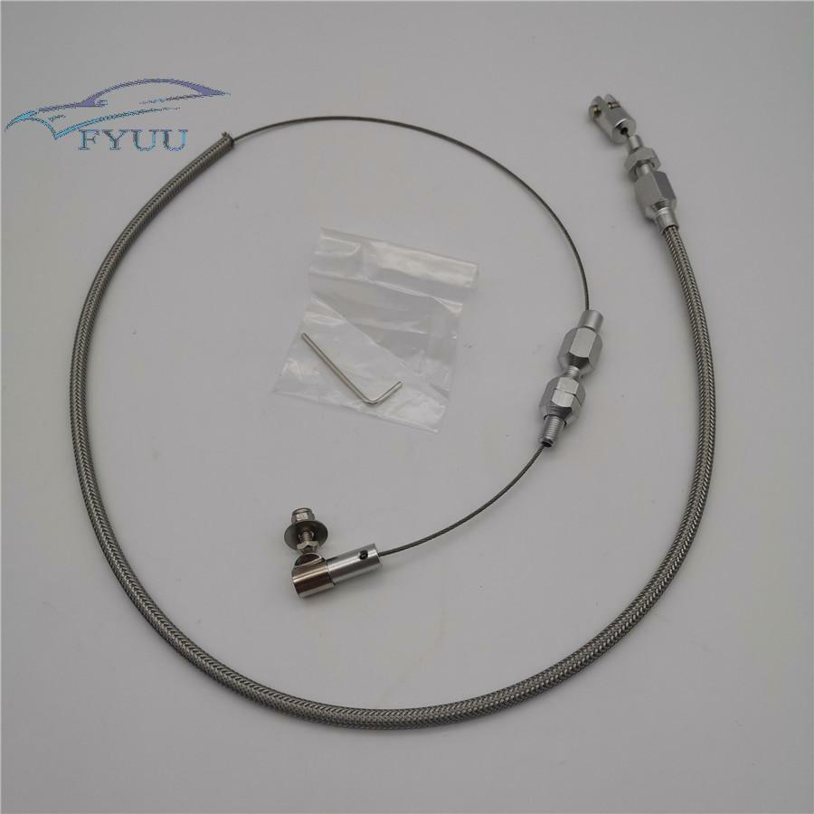 For Ford Chevy New Throttle Pedal Cable Stainless Steel Braided Aluminum Ends