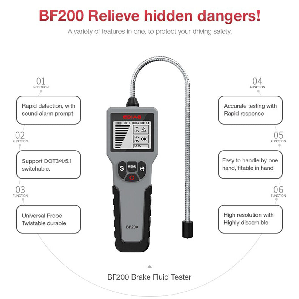 BF200 Brake Fluid Tester Digital Car DOT3 DOT4 DOT5.1 Brake Liquid Detector