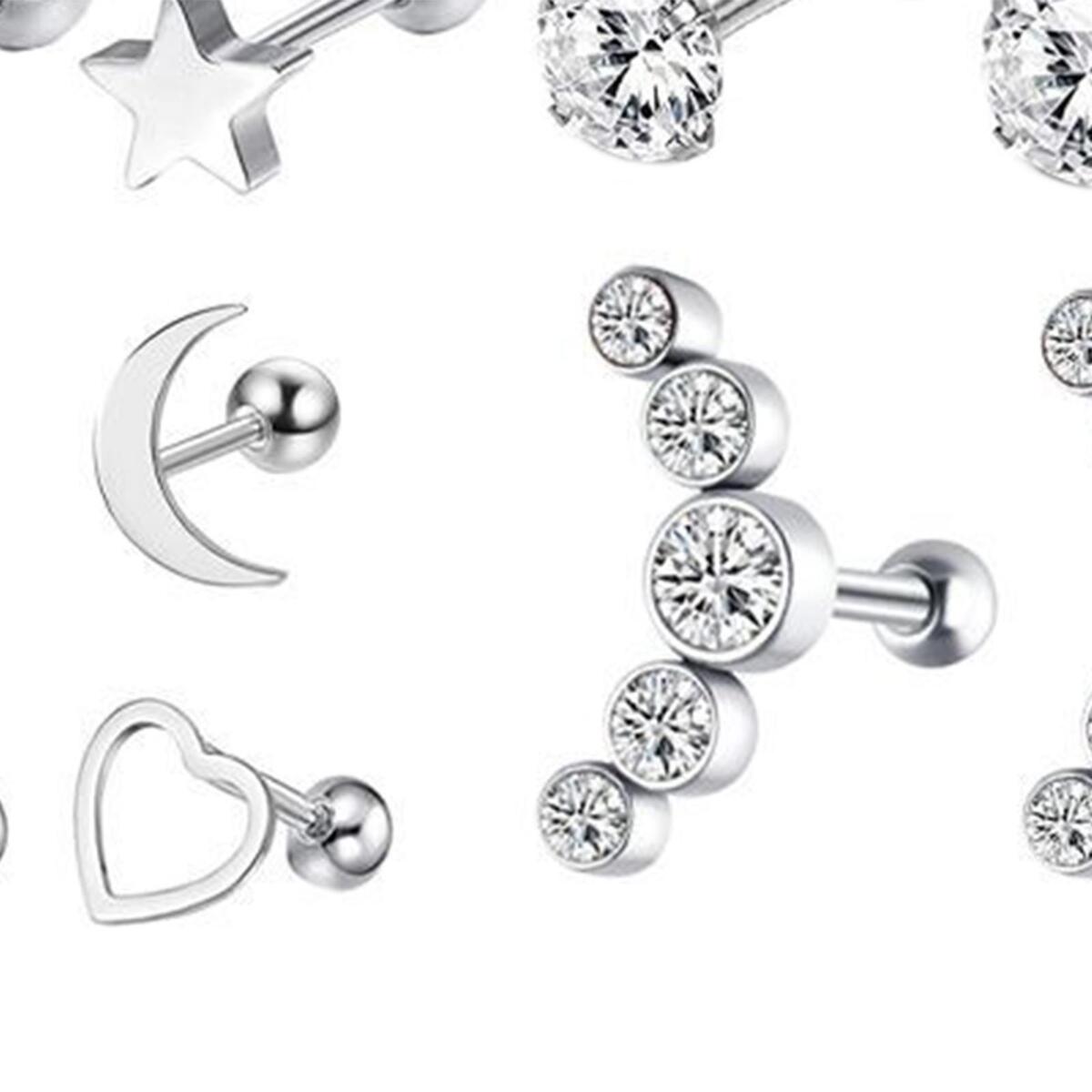 18x  Tragus Earrings Set Gifts Small Stainless Steel Tiny for Girls