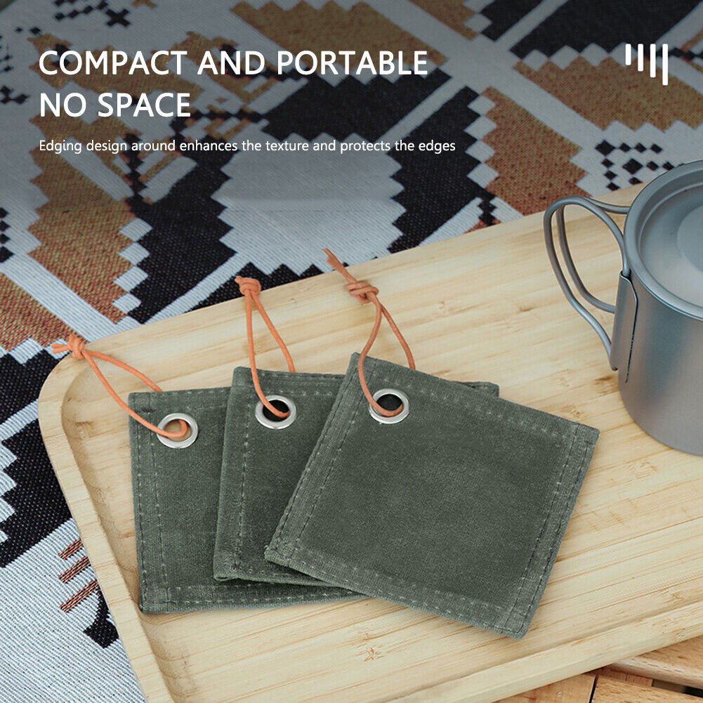 Canvas Coasters Heat Resistant Oil-proof Outdoor Cooking Table Placemat Mat