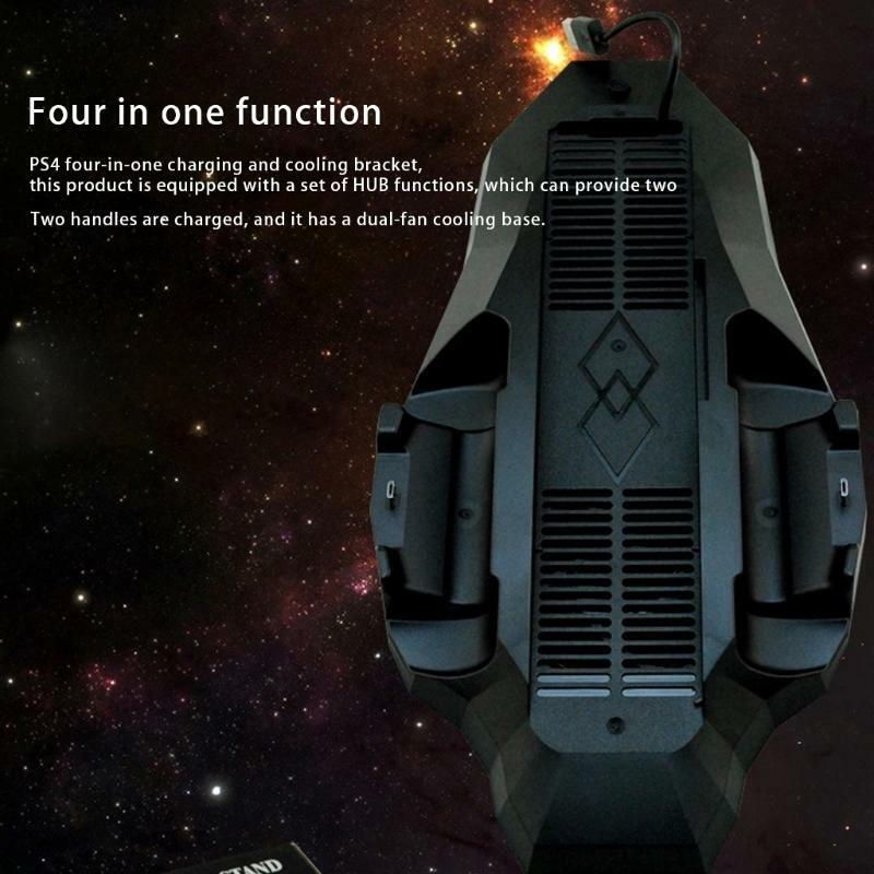 Vertical Display Stand Showcase Cooling Fan Controller Charger Dock for PS4