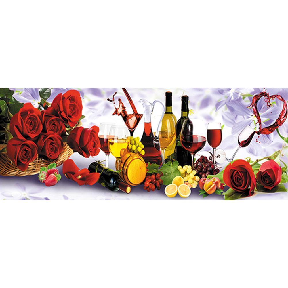 Rose Wine 5D DIY Diamond Painting Kit Cross Stitch Home Decor Craft Gifts