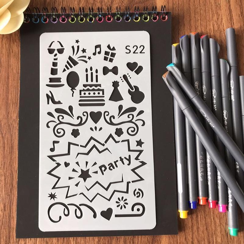 36Pcs Drawing Template Ruler DIY Painting Template Geometric Hollow Out Painting