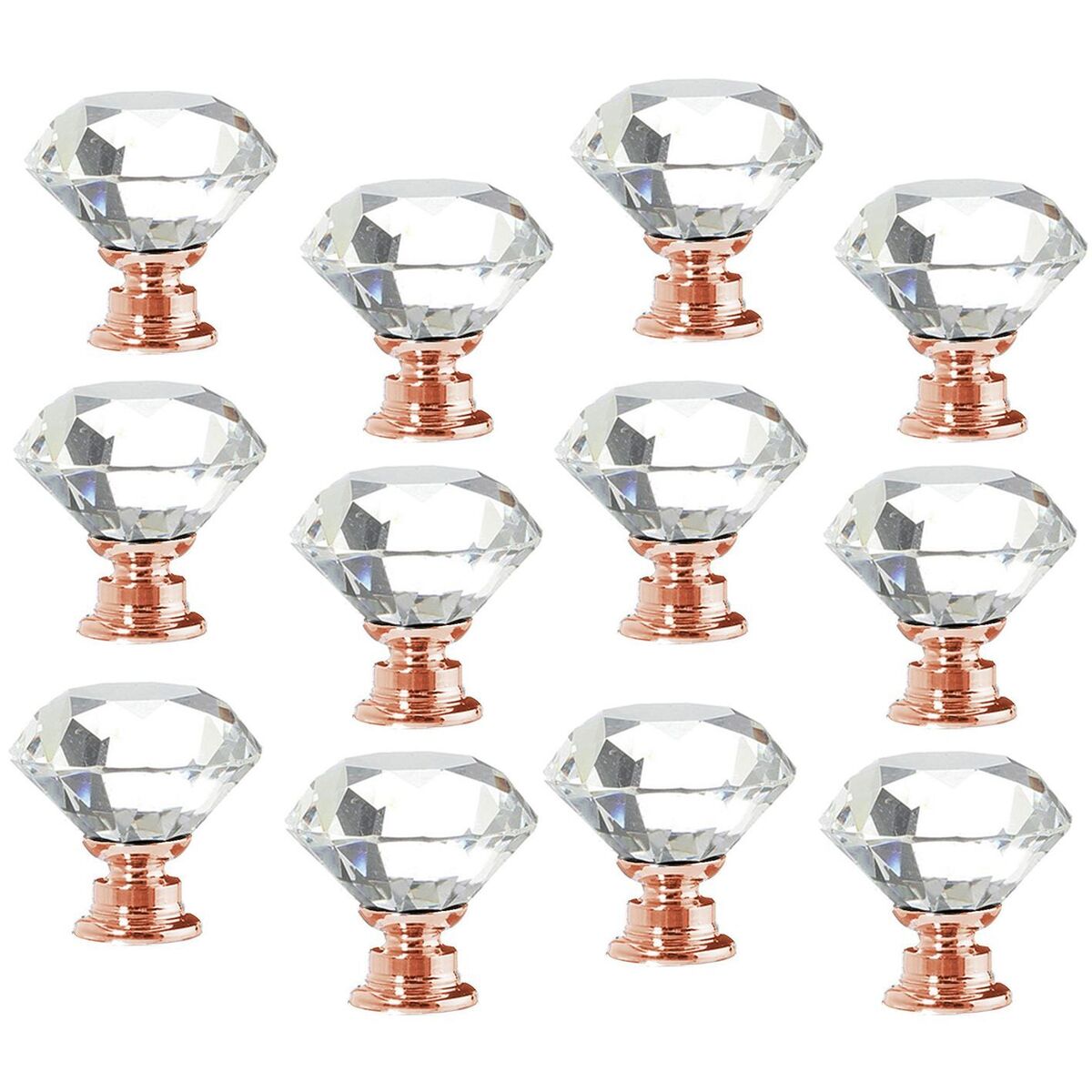 Drawer Door Knobs Crystal Glass Knobs Cupboard Pulls Diamond Shape Pull Handle