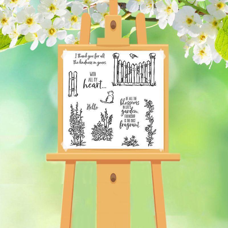 Cat in the Garden DIY Silicone Clear Stamp Seal Scrapbook Embossing Album Decor