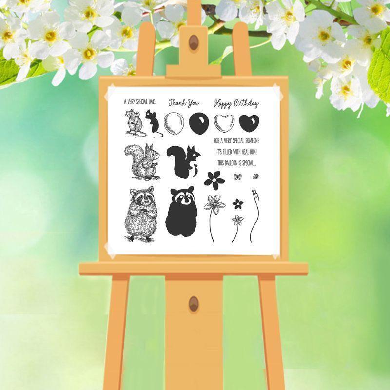 Squirrel Raccoon DIY Silicone Clear Stamp Cling Seal Scrapbook Embossing Album