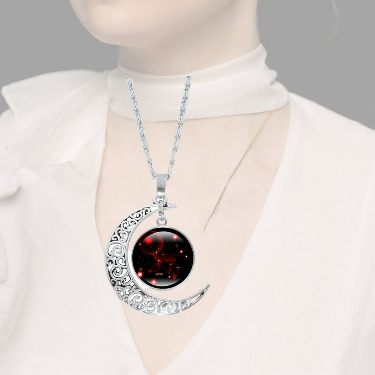 Men Boys 12 Zodiac Sliver Women Girls Necklace Pendant Moon 12 Constellation