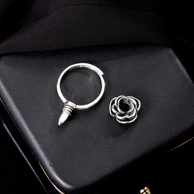 Rose Flower Anti Wolf Ring Self Protection Jewelry Finger Ring for Women Girl