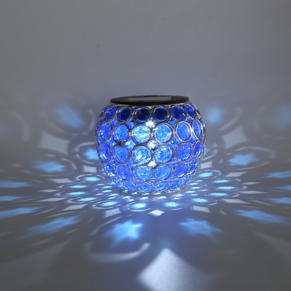 Solar LED Hollow Hanging Ball Light Outdoor Waterproof Garden Lamp (Blue)