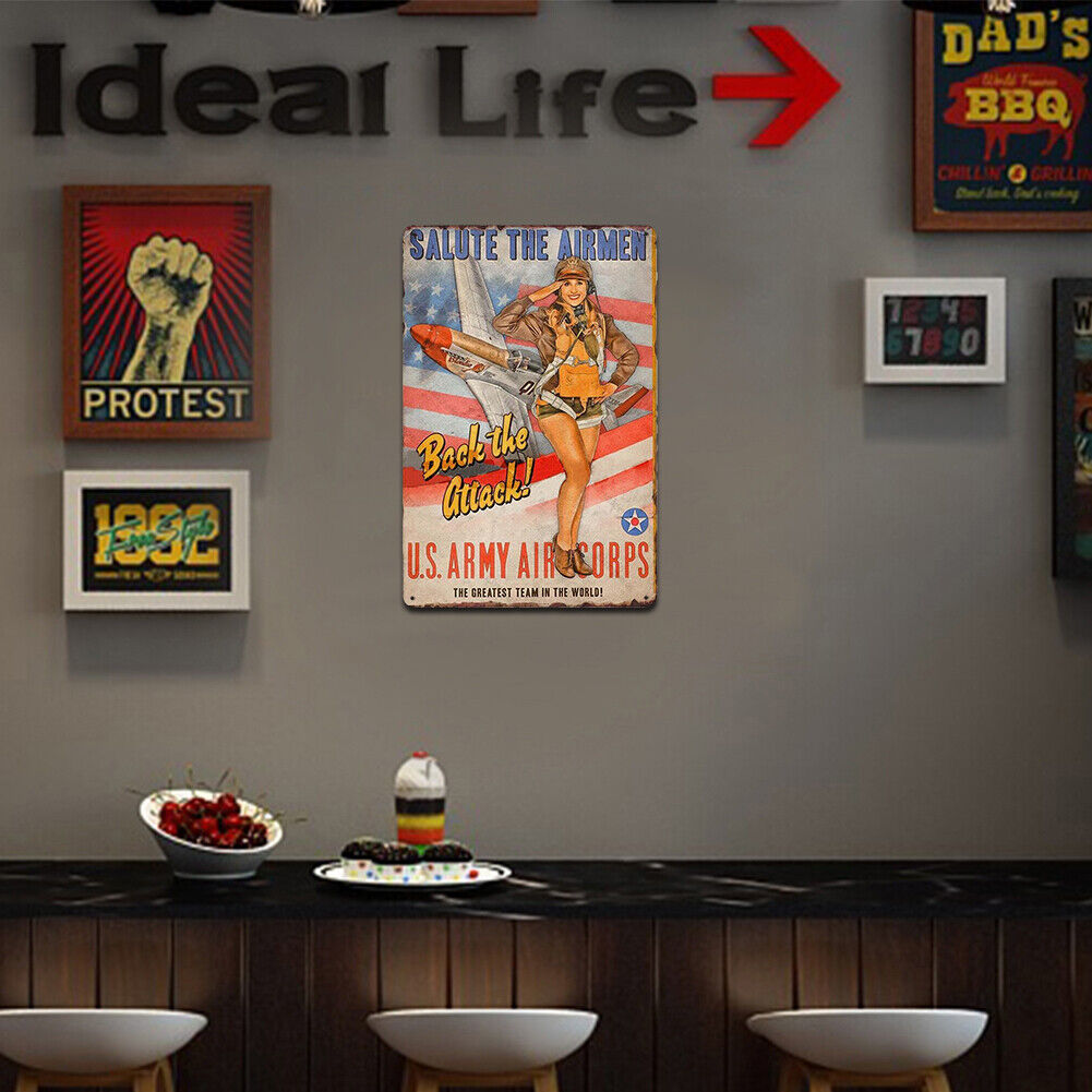 Lady Metal Sign Plaque Wall Posters Home Bedroom Art Painting Decor (C)