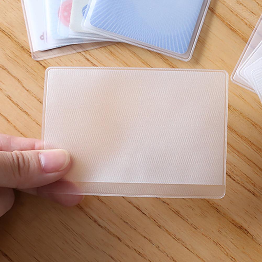 100pcs PVC Card Sleeve ID Badge Case Bank Credit Cards Protector Holder