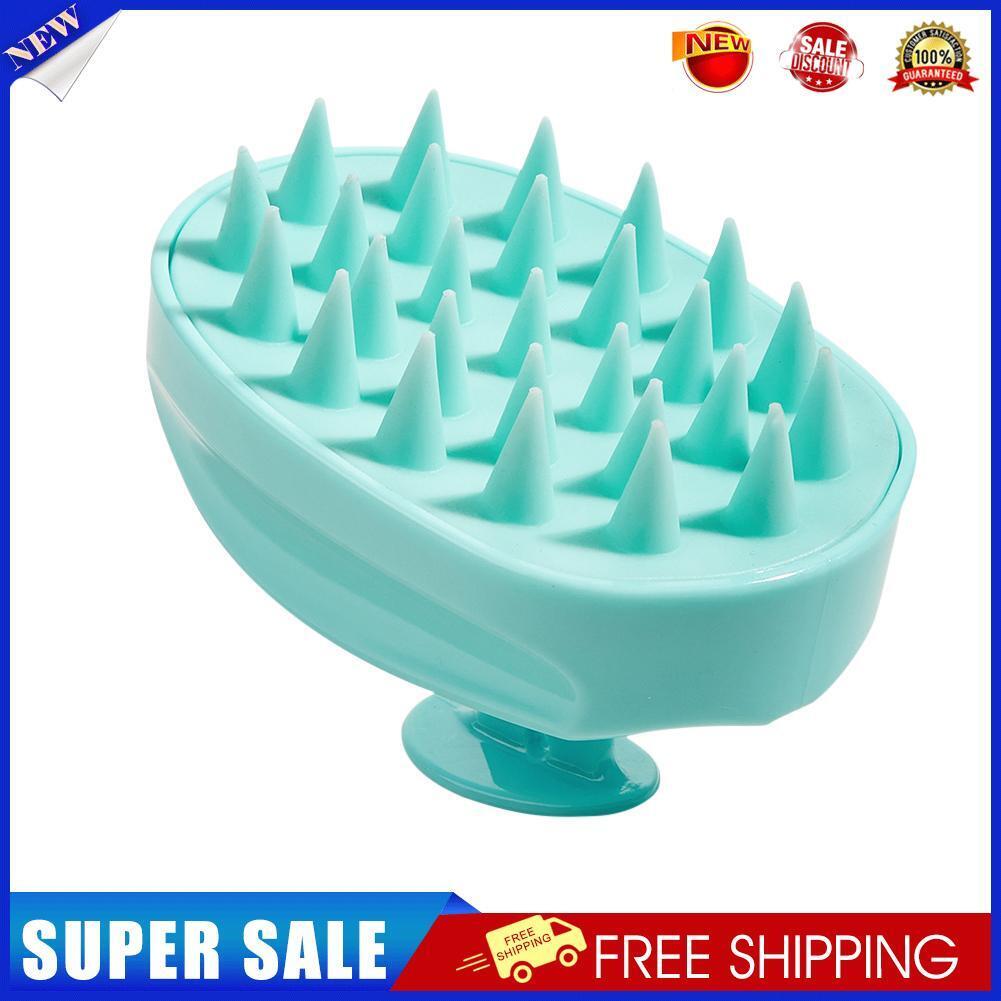 Silicone Head Smooth Hair Massage Brush Bath Scalp Stimulate (Lake Blue)