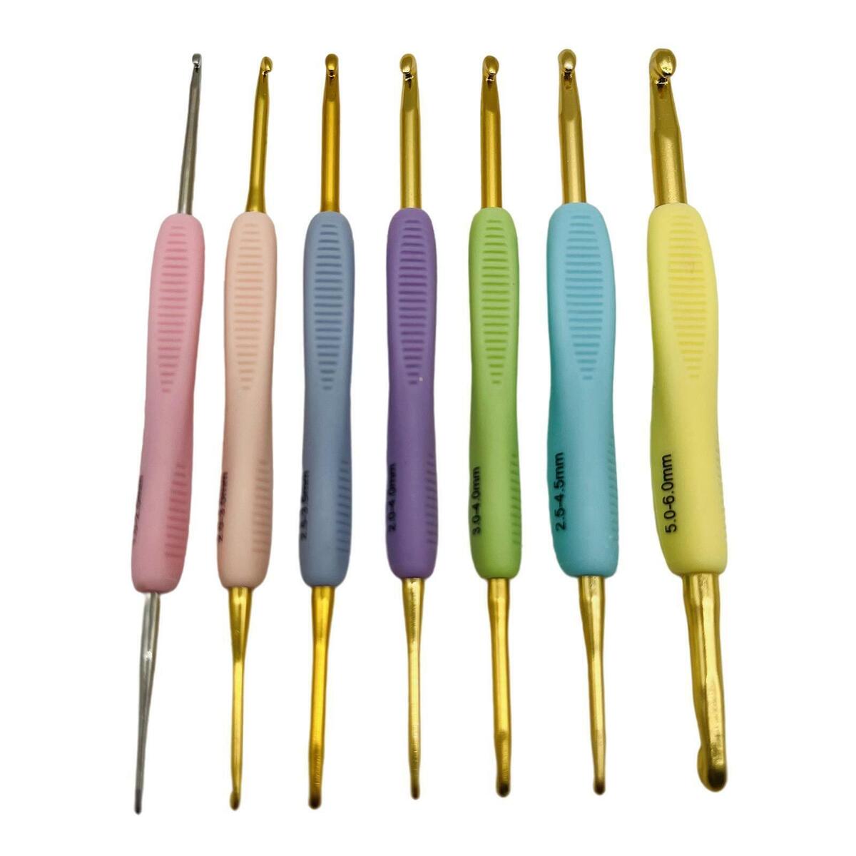 7x Metal Needles Crochet Hooks Set With Case Yarn Craft Kit Multicolor