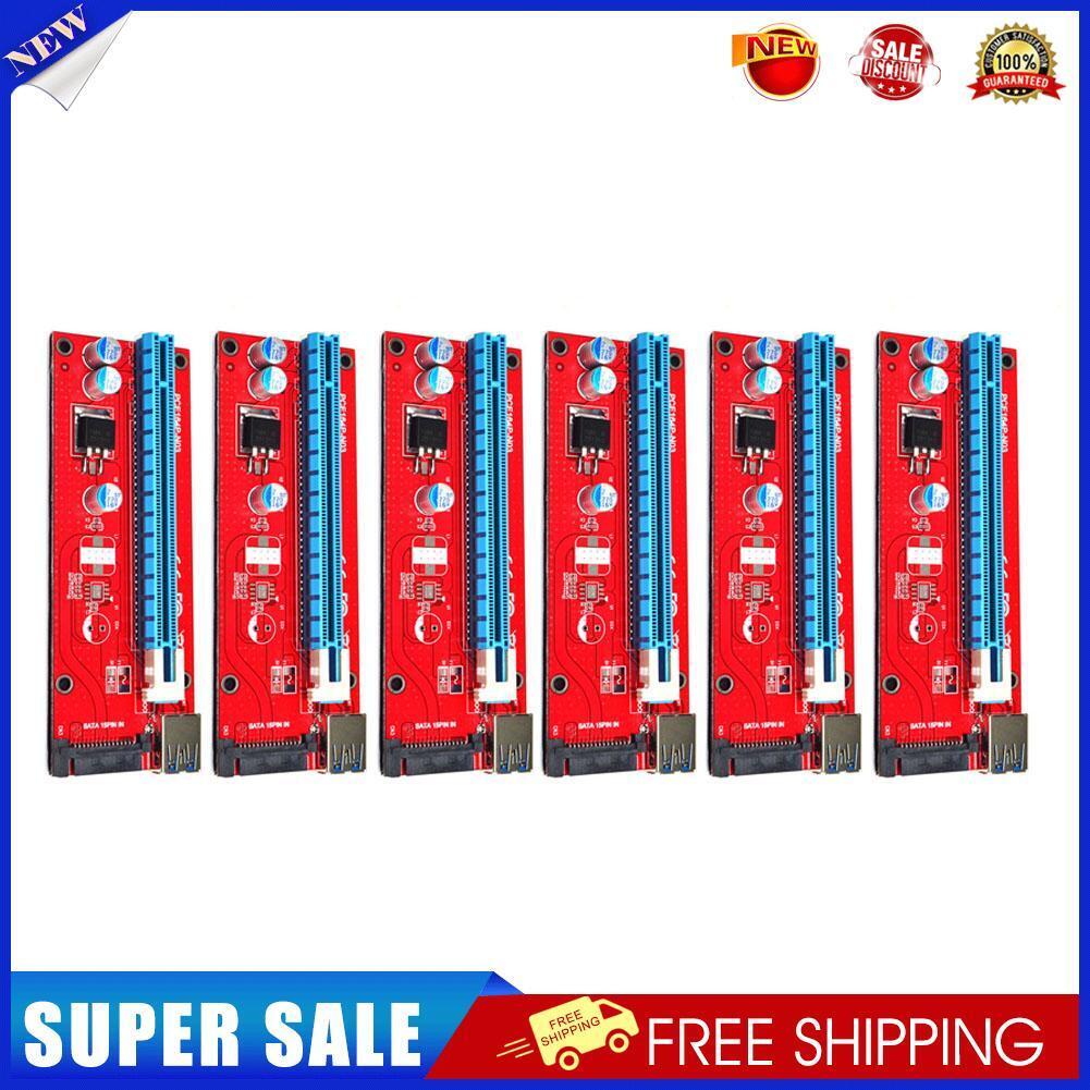 6pcs USB3.0 PCI-E Express 1x to16x Extender Riser Card Adapter SATA 15PIN