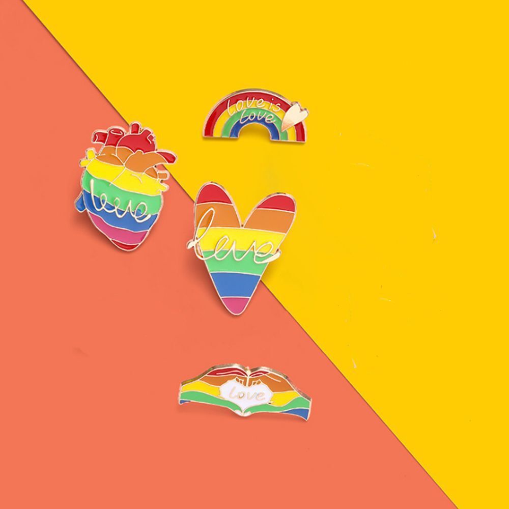 4PCS Lapel Denim Badge Metal Enamel Pins Pride Brooch Pins Rainbow