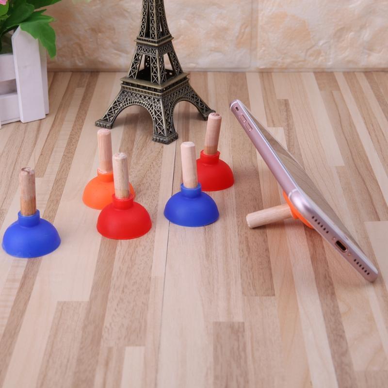 Mini Colorful Toilet Shape Plunger Holder Sucker Stand For Mobile Phone PSP