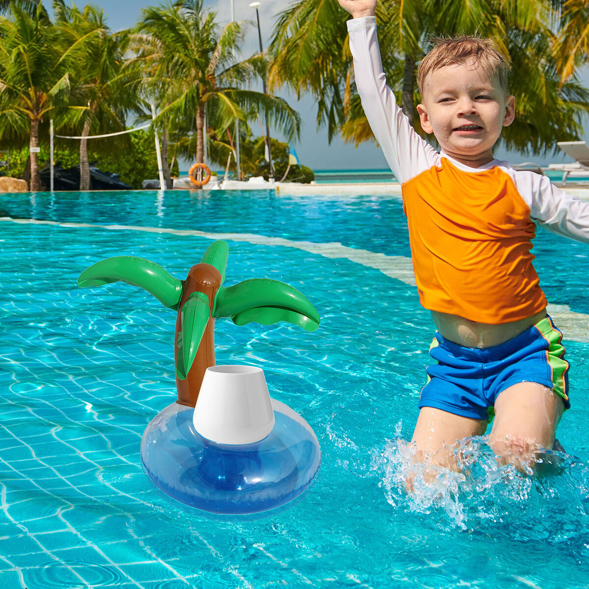 Pool Cup Holder - Pack of 9 Inflatable Float Drink Holder for Summer Beach