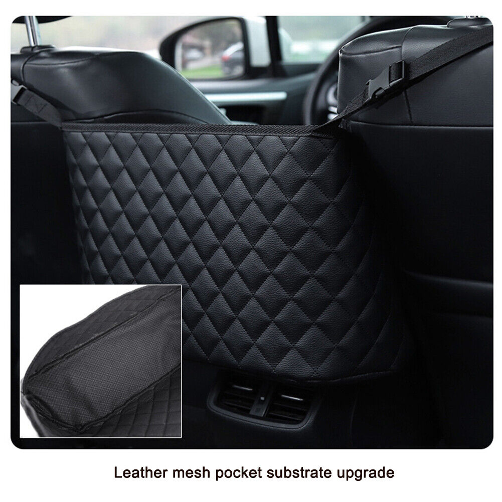 Interior Car Storage Pocket Seat Back Crevice Handbag Leather Organizer