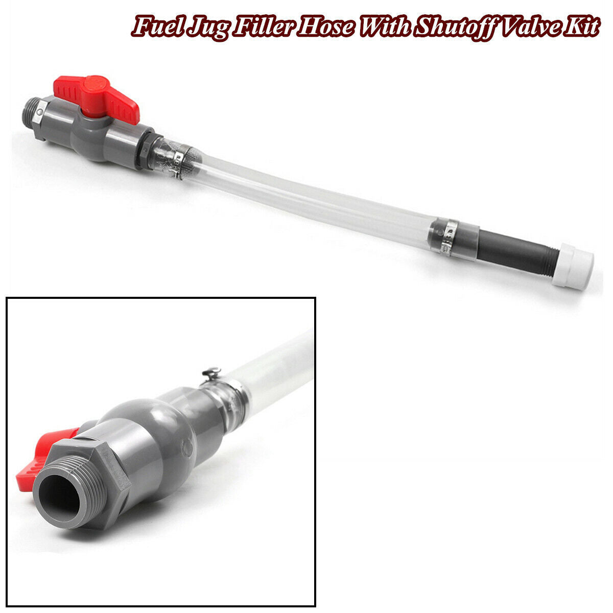 14 inch Deluxe Racing Fuel Gas Can Fuel Jug Filler Hose with Shutoff Valve Kit