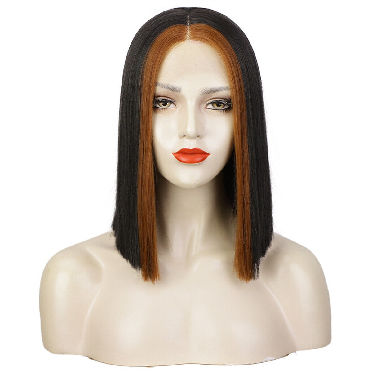 Women Bob Wigs Short Straight T Lace Front Wigs Middle Part Wig Heat Resistant