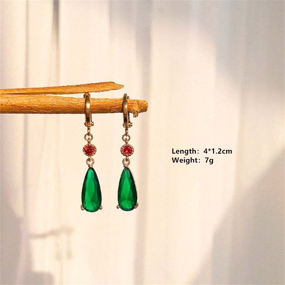 Girl Gift Anime Peripheral Green Gem Earrings Party Jewelry Women Earrings